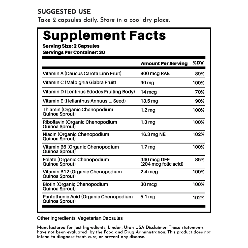 Just Ingredients Multivitamin Supplement